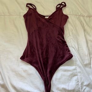 Maroon velvet bodysuit